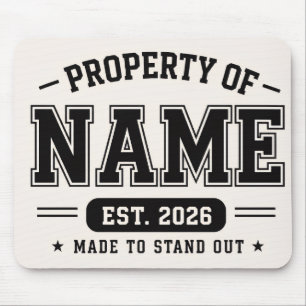 Personalised Property Of Name – Varsity Style Cust Mouse Pad