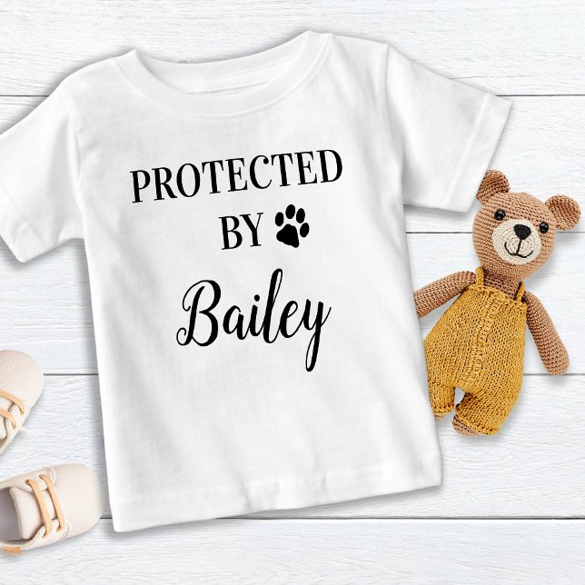 Personalised Protected By Dog Baby Baby T-Shirt (Creator Uploaded)