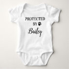 Personalised Protected By Dog Baby Bodysuit