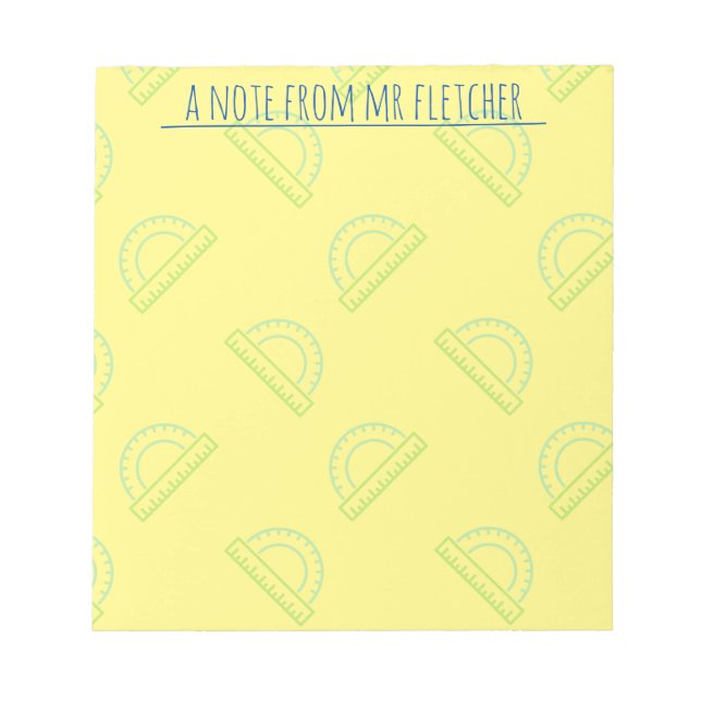 Personalised Protractor Math Pattern Notepad (Front)