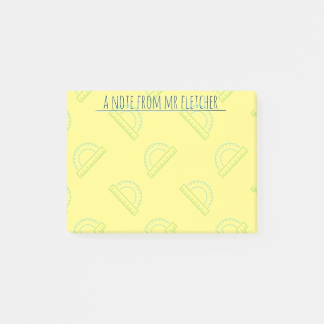 Personalised Protractor Math Pattern Post-it Notes (Front)
