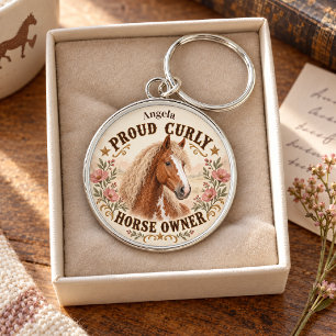 Personalised Proud American Bashkir Curly Horse Key Ring