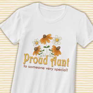 Personalised Proud Aunt Orange Flowers T-Shirt