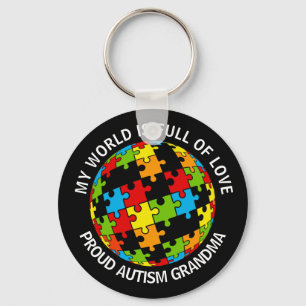 Personalised Proud Autism Dad/Mum Full of Love Key Ring
