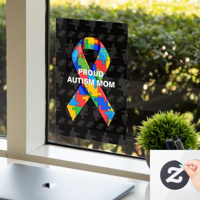 Personalised Proud Autism Mum/Dad Puzzle Ribbon (Office)