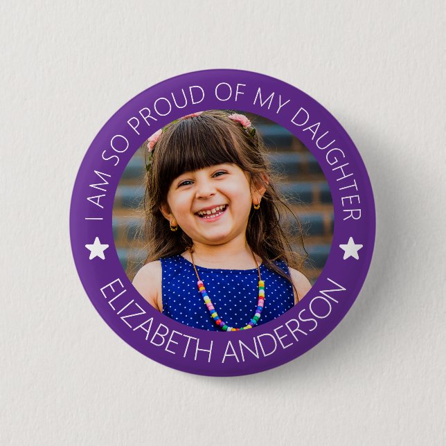Personalised Proud Parent Photo 6 Cm Round Badge (Front)