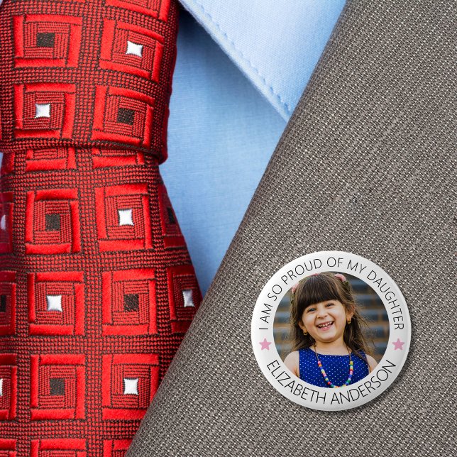 Personalised Proud Parent Photo 6 Cm Round Badge (Personalized Proud Parent Photo Button)