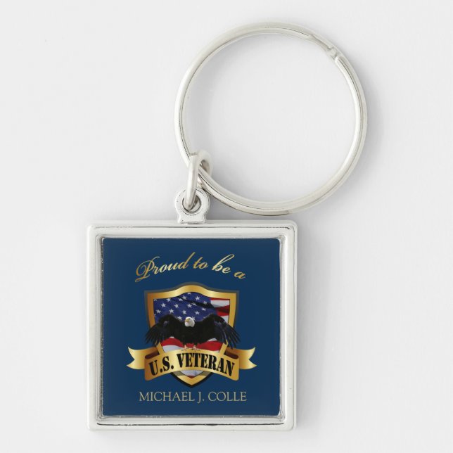 Personalised Proud to be a U.S. Veteran Key Ring (Front)