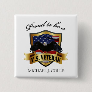 Personalised Proud to be a U.S. Veteran pin