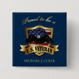 Personalised Proud to be a U.S. Veteran pin