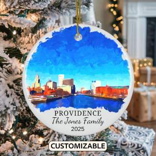 Personalised Providence Ornament, Rhode Island Ceramic Ornament