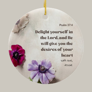 Personalised Psalm 37:4 Delight in the Lord Ceramic Ornament