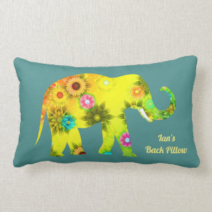 Personalised Psychedelic Floral Elephant Lumbar Cushion