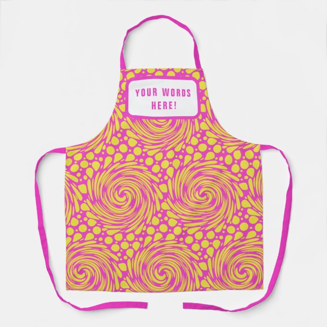 Personalised Psychedelic Pink Yellow Apron (Front)