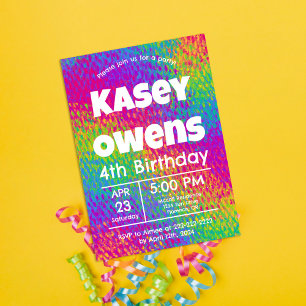 Personalised Psychedelic Rainbow Birthday  Invitation