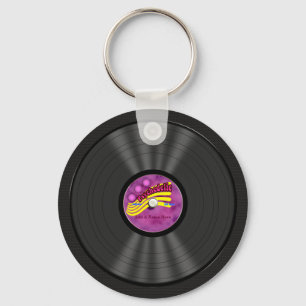 Personalised Psychedelic Vinyl Record Key Ring