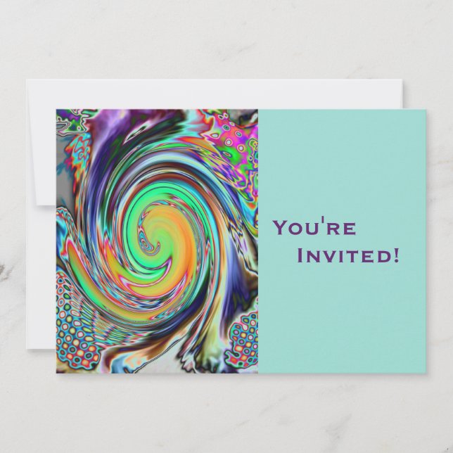 Personalised Psychedelic Vortex Birthday Party Invitation (Front)