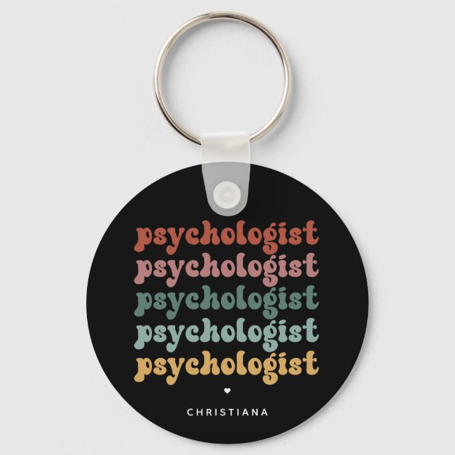 Personalised Psychologist Retro Psychology Key Ring (Front)
