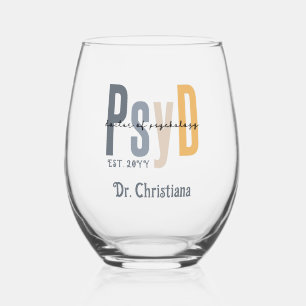Personalised PsyD Doctor of Psychology Graduation Stemless Wine Glass