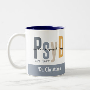 Personalised PsyD Doctor of Psychology Graduation Two-Tone Coffee Mug