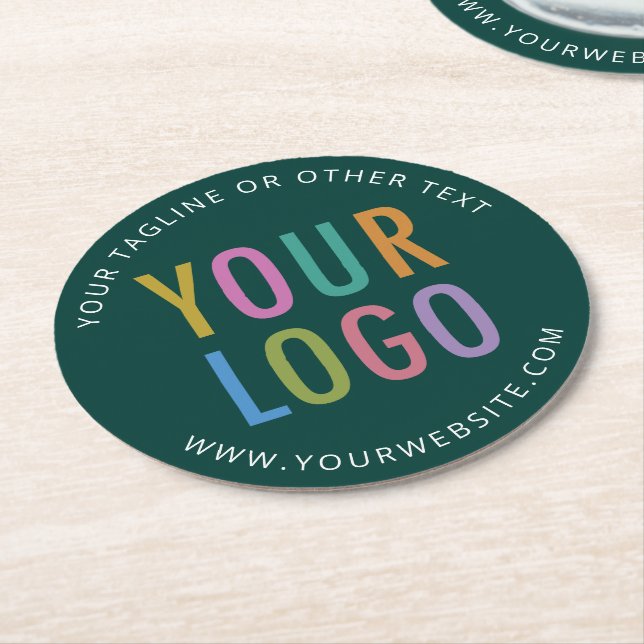 Personalised Pub Beer Coasters Custom Logo Green (Angled)
