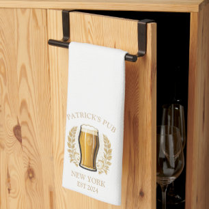 Personalised Pub Sign Bar Towel with Custom Name