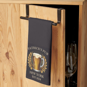 Personalised Pub Sign Bar Towel with Custom Name
