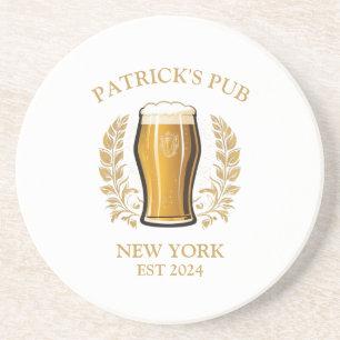 Personalised Pub Sign Beer Glass with Custom Name Coaster