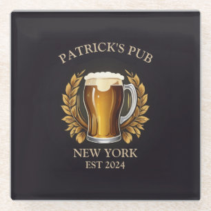 Personalised Pub Sign for Home Bar Beer Glass Logo Coaster