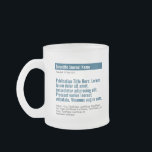 Personalised Publication Frosted Glass Mug - Blue<br><div class="desc">A personalised gift to celebrate your published paper! The perfect gift for co-authors,  colleagues,  and academics who published a scientific paper. Customise with the scientific journal,  publication title,  authors and abstract.</div>
