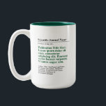 Personalised Publication Two-Tone 15oz Mug - Green<br><div class="desc">A personalised gift to celebrate your published paper! The perfect gift for co-authors,  colleagues,  and academics who published a scientific paper. Customise with the scientific journal,  publication title,  authors and abstract.</div>