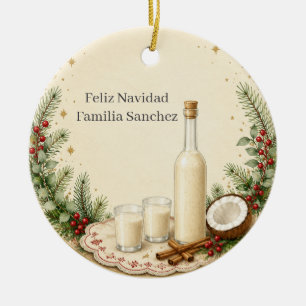Personalised Puerto Rican Coquito Recipe Christmas Ceramic Ornament