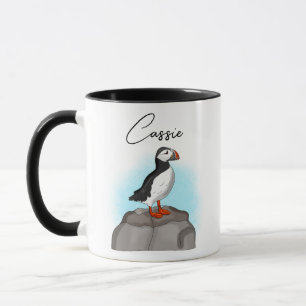 Personalised Puffin on a Rock Mug