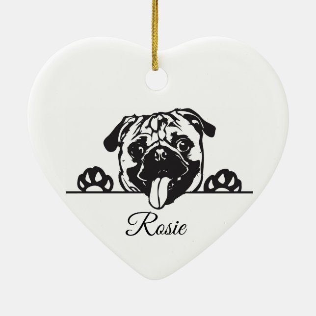 Personalised Pug Ceramic Ornament (Back)