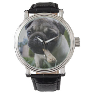 Personalised Pug Dog Photo and Name  Watch