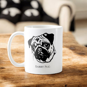 personalised pug dog trendy stylish custom  coffee mug