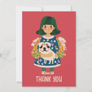 Personalised Pug Greeting Card   Boho Floral Card 