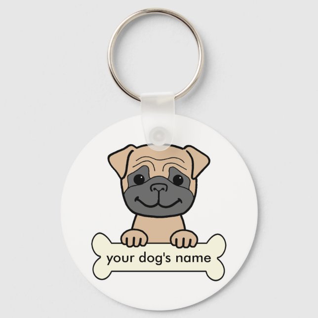 Personalised Pug Key Ring (Front)