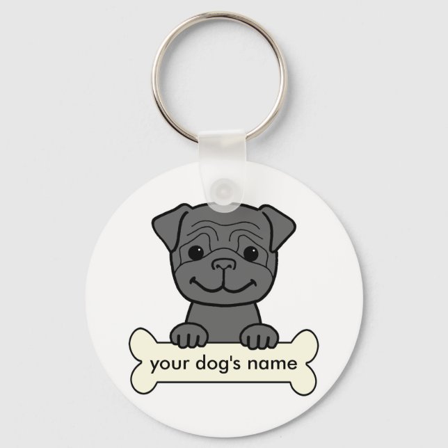 Personalised Pug Key Ring (Front)