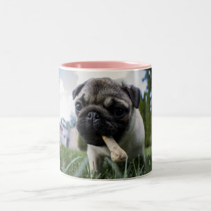 Personalised Pug Photo Dog Lover Two-Tone Coffee Mug