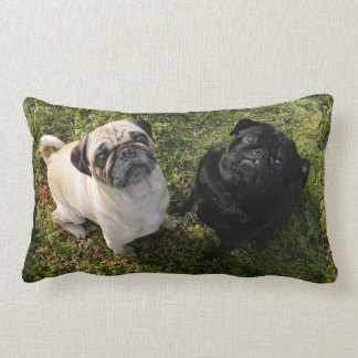 Personalised Pug Pillow, black and white Pugs, NEW Lumbar Cushion
