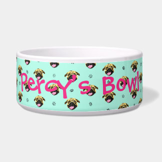 Personalised Pug Print Dog Bowl