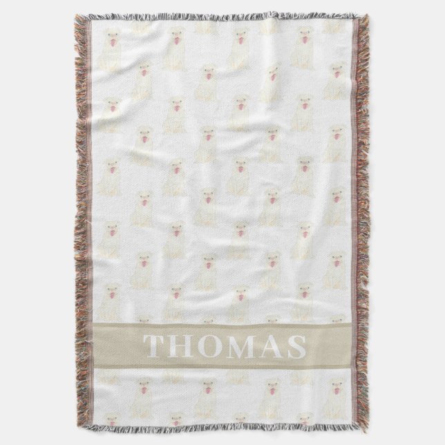Personalised Pug (White)  Throw Blanket (Front Vertical)