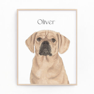 Personalised Puggle Reversible Art Photo Print
