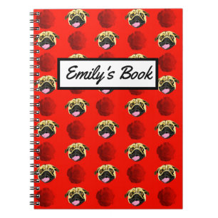 Personalised Pugs And Roses Note Book