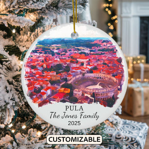 Personalised Pula Ornament, Croatia Ceramic Ornament