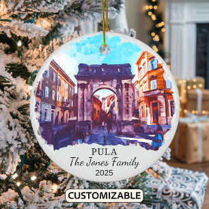 Personalised Pula Ornament, Croatia Ceramic Ornament