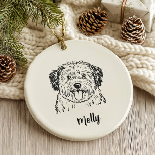 Personalised Puli Dog Christmas Ceramic Ornament