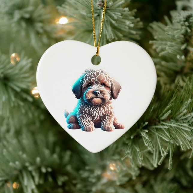 Personalised Puli Puppy Ceramic Ornament (Tree)