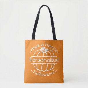 Personalised Pumpkin Cute Line Art Tote Bag